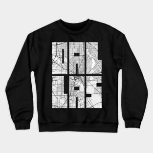 Dallas, USA City Map Typography - Light Crewneck Sweatshirt